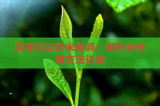 黑米可以炒米茶吗：制作与饮用方法详解