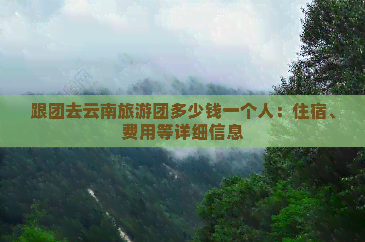 跟团去云南旅游团多少钱一个人：住宿、费用等详细信息