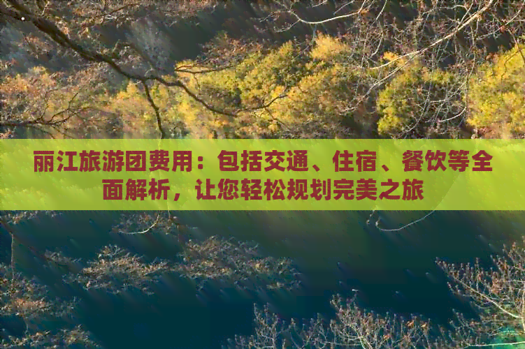 丽江旅游团费用：包括交通、住宿、餐饮等全面解析，让您轻松规划完美之旅