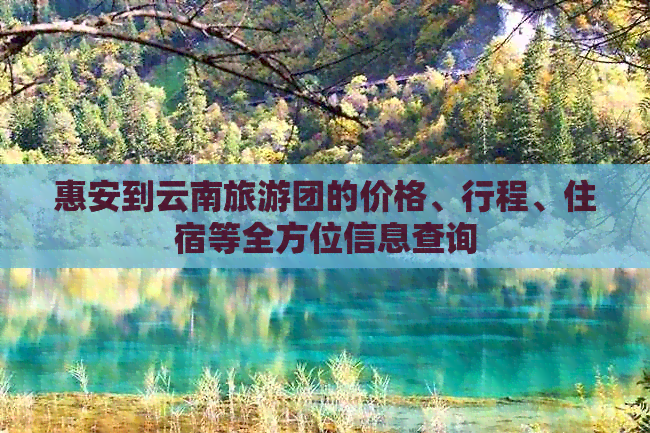 惠安到云南旅游团的价格、行程、住宿等全方位信息查询