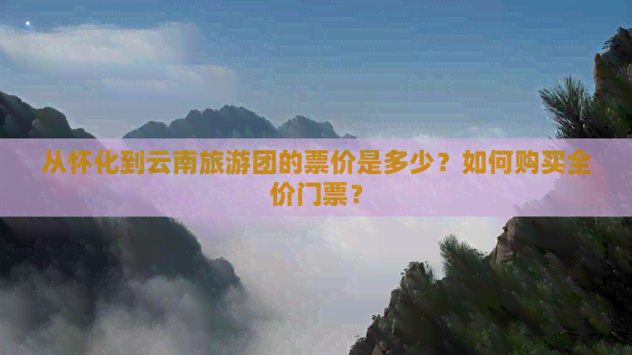 从怀化到云南旅游团的票价是多少？如何购买全价门票？