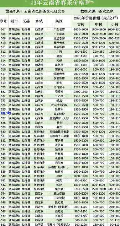 2023年大雪山茶价格表及古树茶价目一览