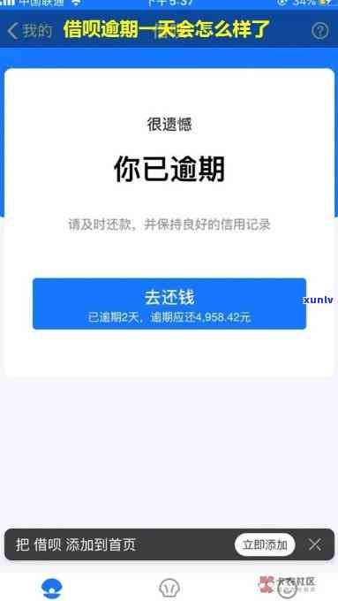 借呗期后显示逾期一天，起因是什么？