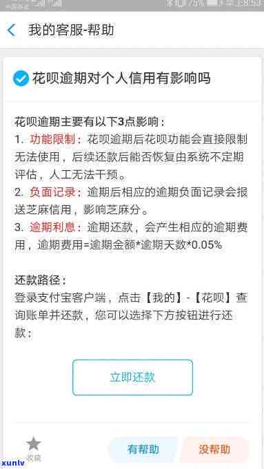 支付宝花呗逾期1天的结果及解决方法