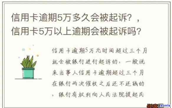 五万的信用卡逾期多久会被起诉，信用卡逾期五万元，多久会面临被起诉的风险？