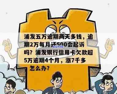 浦发2万4逾期-浦发银行逾期2万多每个月还500会起诉吗