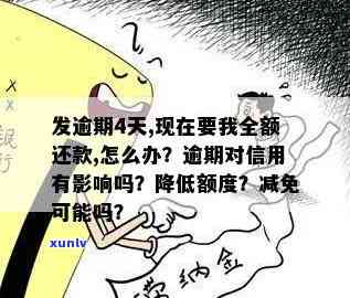 发逾期3天，现在要我全额还款，有什么解决办法？逾期4天也请求全额还款，是不是有减免政策？