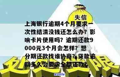 上海银行逾期4个月请求一次性结清没钱还怎么办，急需解决：上海银行逾期4个月，无法一次性结清欠款