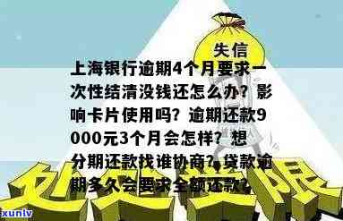 上海银行逾期4个月请求一次性结清没钱还怎么办，上海银行逾期4个月，无法一次性结清债务，怎样应对？