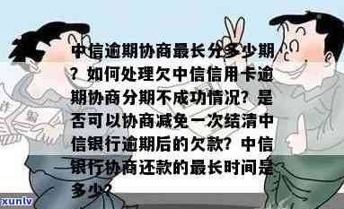 中信银行逾期最多可协商分期多少期？能否申请二次分期及贷款逾期后的处理方式?