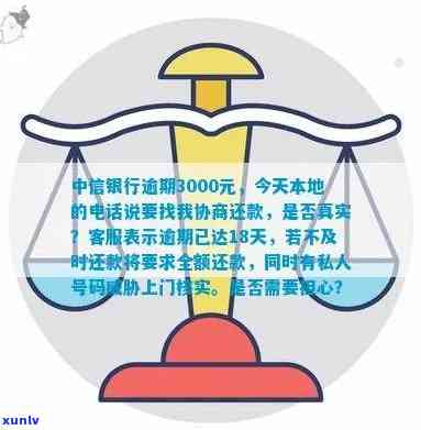 中信银行逾期3000元，今天本地  协商还款，是真的吗？