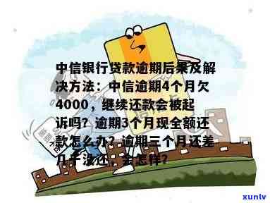 中信逾期4个月，欠4000块会有什么结果？还会被起诉吗？