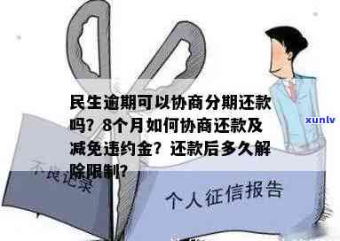 民生逾期8个月，如何协商分期还款及减免违约金？