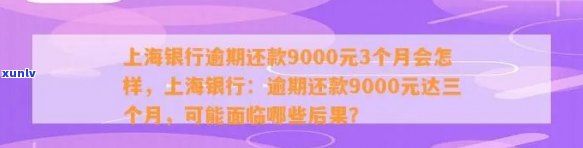 上海银行逾期三个月想分期还款找谁协商？逾期9000元3个月结果是什么？