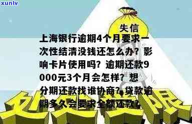 上海银行逾期4个月请求一次性结清没钱还怎么办，欠上海银行4个月贷款未还，无力偿还该怎么办？