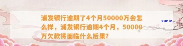 浦发银行逾期了4个月50000万会怎么样，浦发银行：信用卡逾期四个月仍未还款，欠款达50,000元将面临何种结果？