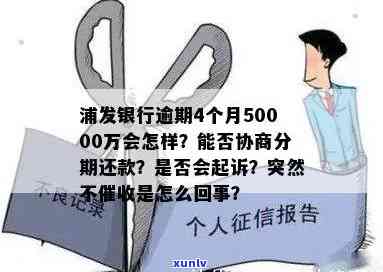 浦发银行逾期4个月50000万，怎样解决？能否协商分期还款？