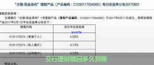 交通银行理财到期：资金多久到账？怎样赎回？