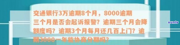 交通银行8000逾期三个月是否会起诉报警？