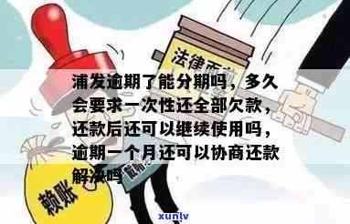 浦发逾期能分期吗-浦发逾期多久会要求一次性还全部欠款