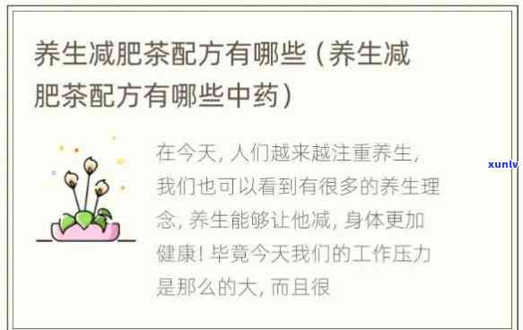 瘦身减肥茶养生茶：全效配方与实用指南