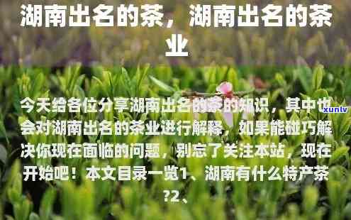 湖南出名茶叶：的有哪些？