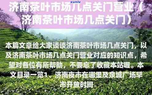 济南茶叶市场营业时间一览表：详细开放与关闭时间信息查询