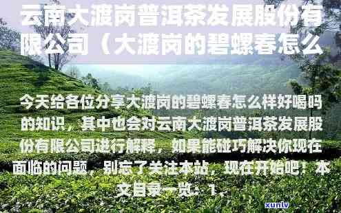 云南大渡岗茶叶实业总公司，探索云南大渡岗茶叶实业总公司的茶叶生产与经营之道