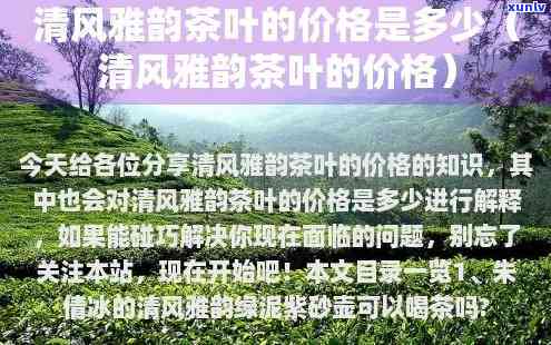 清风茶叶多少钱一盒，清风茶叶价格查询：每盒售价多少？