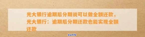 光大银行逾期后分期说可以做全额还款，光大银行逾期后分期：全额还款方案详解