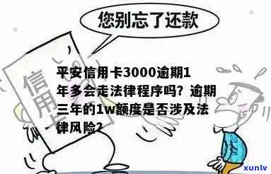 平安信用卡3000块逾期利息多少？逾期一年会走法律程序吗？欠款三年会坐牢吗？