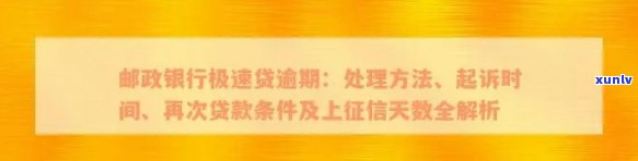 邮政银行信用贷款逾期：协商、起诉、上及利息处理