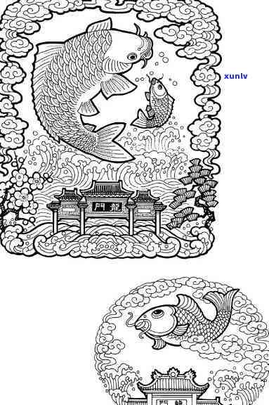 鱼跃龙门雕刻图案图片素材