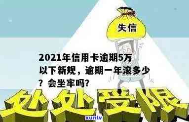 2021年信用卡逾期5万，一年滚多少，一年会坐牢吗，一个月利息，逾期一年多少钱