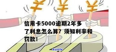 信用卡5000逾期两天利息多少，两年后要还多少