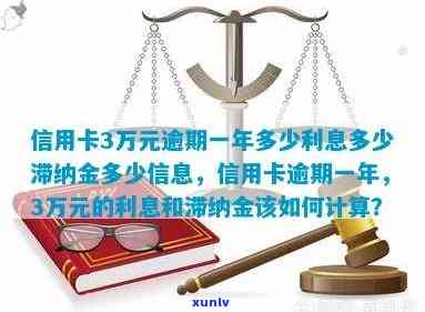 信用卡逾期3万6一个月违约金多少啊，逾期一年利息滞纳金怎么算？