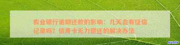 农业信用卡逾期几天不算逾期，为什么农业信用卡逾期几个月都起诉了