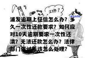 浦发逾期怎么办？逾期多久起诉？逾期10天要求一次性还清，还不起怎么办？逾期会上吗？逾期还款后能继续使用吗？