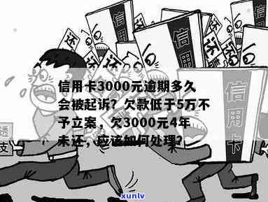 欠信用卡3000一般逾期多久会立案起诉成功，逾期几年会被告吗？