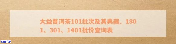 大益普洱茶1401批次价格查询表：1801批次对比