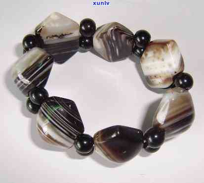 天然黑白色玛瑙珠子：缠丝手链，批发促销价格及产地货源