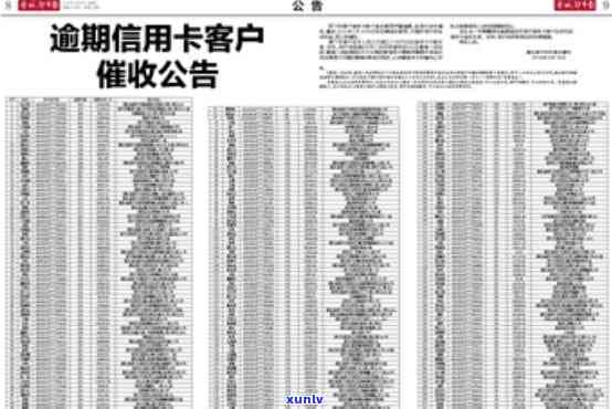 最新信用卡逾期公告信息