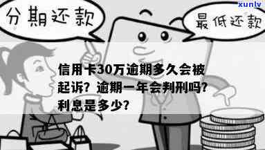 信用卡逾期30万会坐牢吗？逾期多久会被起诉？一年利息多少？