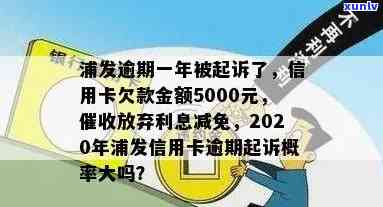 浦发信用卡8000元逾期一年，会起诉立案吗：逾期一年，金额5000会被起诉吗？