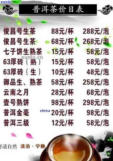 小普洱茶的价格表和