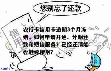 农行卡信用卡逾期3个月冻结怎么申请开通分期还款及短信通知服务。