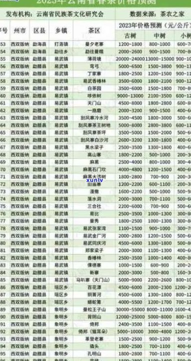 2023年全新普洱茶价格表一览：金不换品种详细解析与市场趋势分析