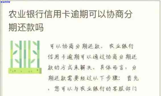 农行信用卡逾期还款协商办理时间及相关问题解答