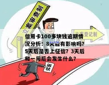 信用卡100元逾期几天上：逾期一年还多少？逾期10多天和8天会有什么事？