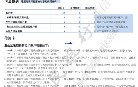 19行信用卡逾期记录